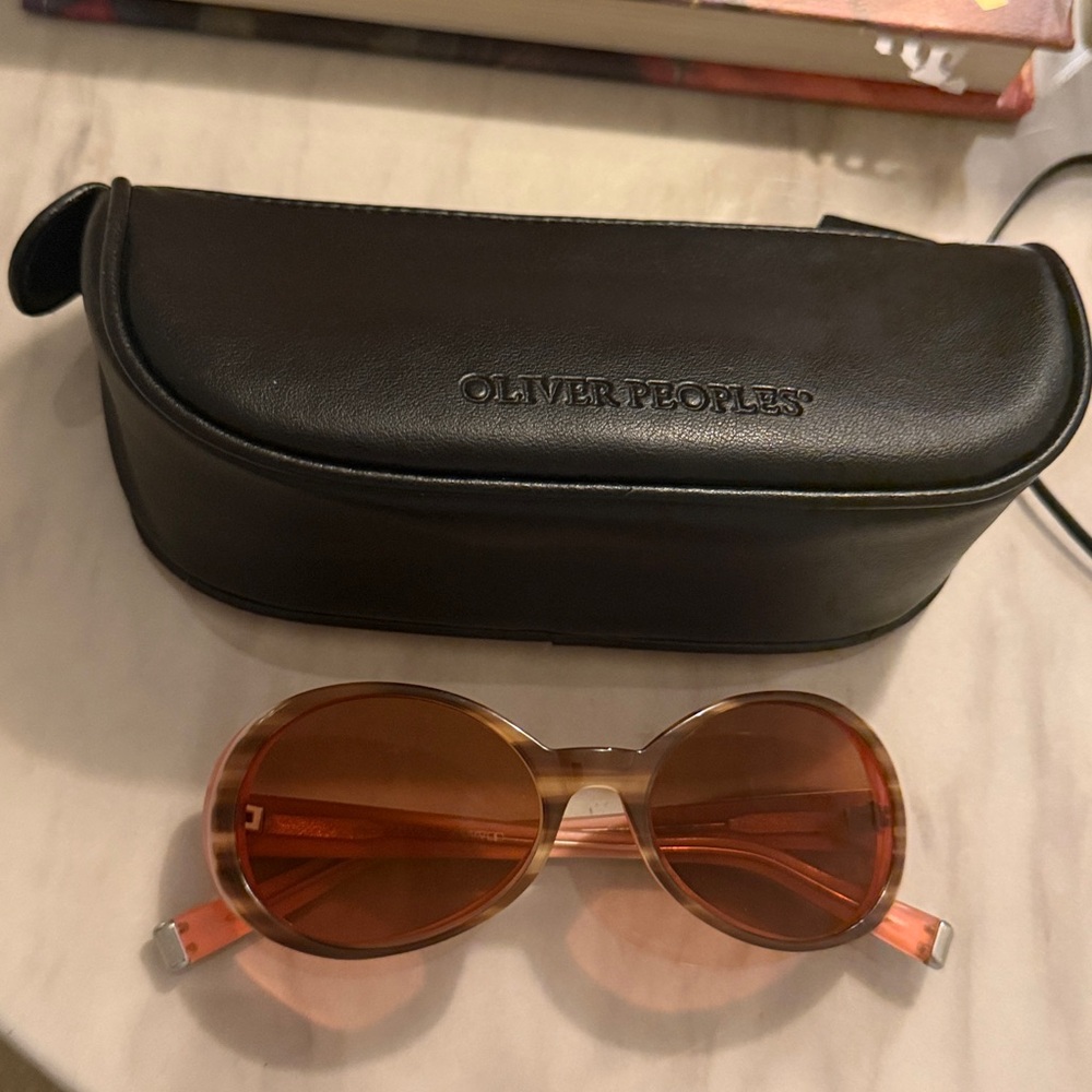 Oliver Peoples Blithe XL pink and brown tortoise Sunglasses